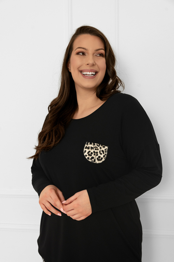 Kenia Női pizsama Italian Fashion - hosszú ujjú, leopárdmintás nadrág, hosszú ujjú, leopárdmintás