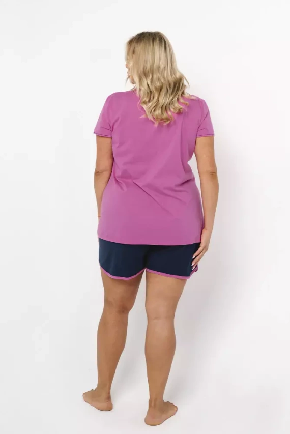 Ontega Női rövid ujjú pizsama, rövidnadrág Italian Fashion- amarant/ sötétkék