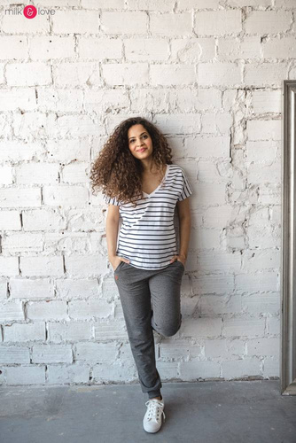 Two Ways bluzka ciążowa i do karmienia dwustronna krótki rękaw  Milk&Love paseczki