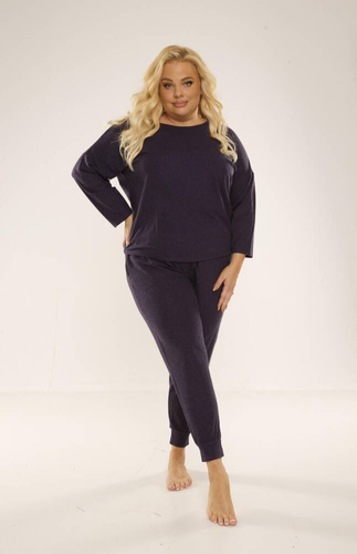 347 Paula Plus Size női pizsama De Lafense - tengerészkék