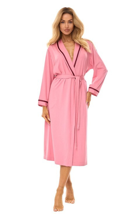 2506 Női hosszú viszkóz köntös L&L rózsaszín - könnyű, légáteresztő