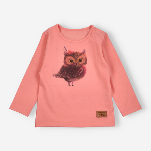 KAR-3001 Lányok hosszú ujjú blúz Lagarto Verde lazac - stílusos, pamut, lengyel gyártás