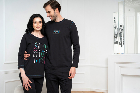 Olza Női pizsama 3/4 ujjú, 3/4 nadrágos olasz divat - fekete