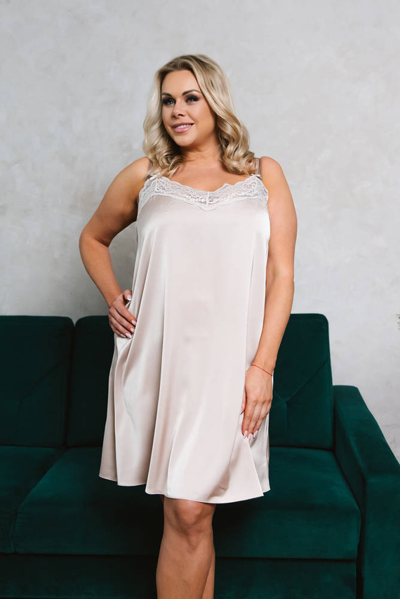 Touch hálóing keskeny pántos, rövid Italia Fashion - bézs