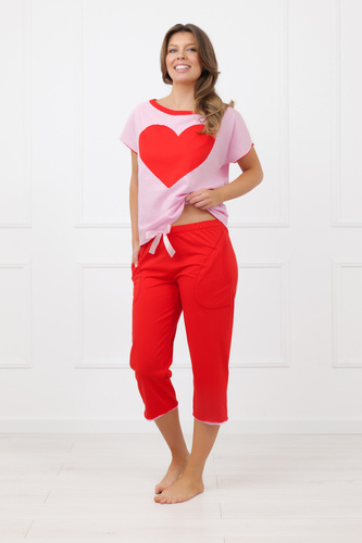 Sabrina Italian Fashion női pizsama 100% pamut – rövid ujj, 3/4 nadrág