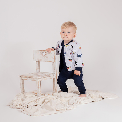 219287 Willy megfordítható melegítő dzseki Nicol - tengerészkék és szürke, repülőkkel