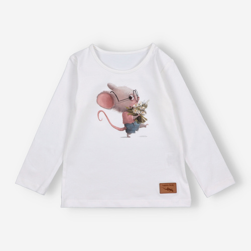 KAR-3008 Lányok hosszú ujjú blúz Lagarto Verde ekrü - stílusos, pamut, lengyel gyártás