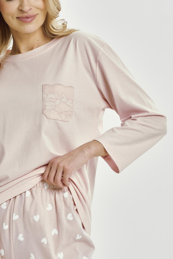 Nori 3442 Taro női pizsama rózsaszín pamut 7/8 ujjú, kényelmes Nori 3442 Taro női pizsama rózsaszín pamut 7/8 ujjú