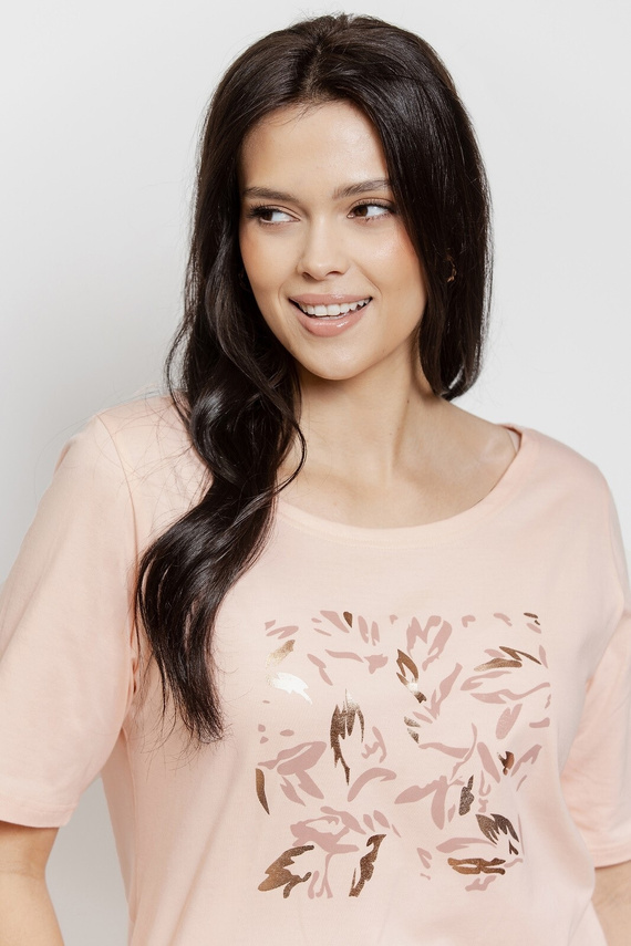 Hálóing Valentina 3572/3537 Taro sárgabarack-pamut, rövid ujjú