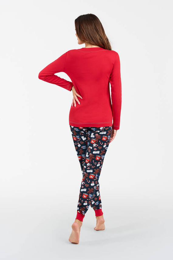 Makala Női hosszú ujjú pizsama és hosszú nadrág Italian Fashion - piros/print