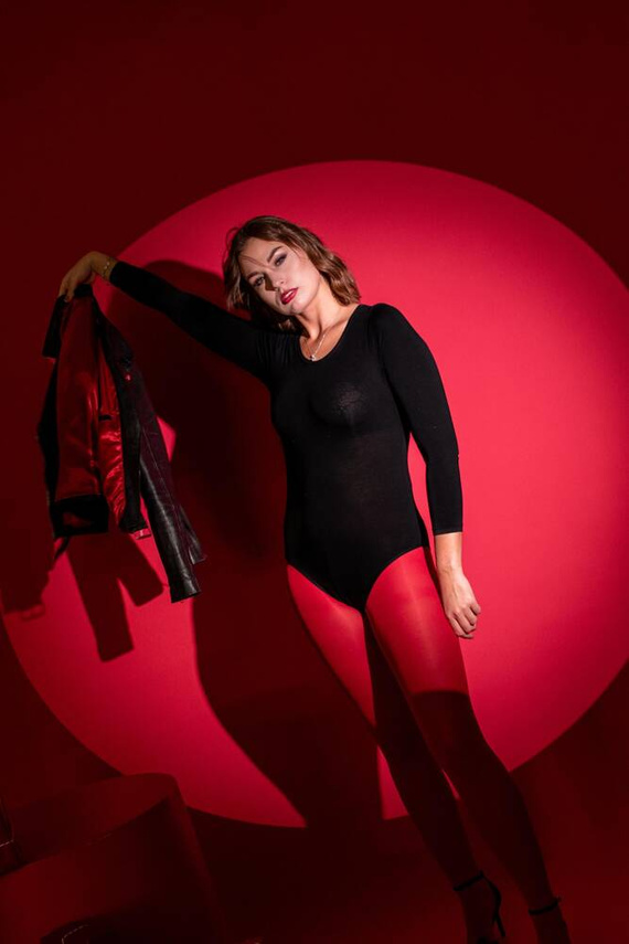 805 Chloe Női hosszú ujjú bodysuit a De Lafense-től - fekete