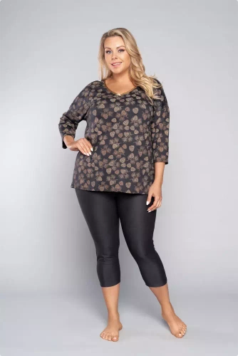 Pinnia Női 3/4 ujjú pizsama, 3/4 nadrág Olasz divat - print/grafit