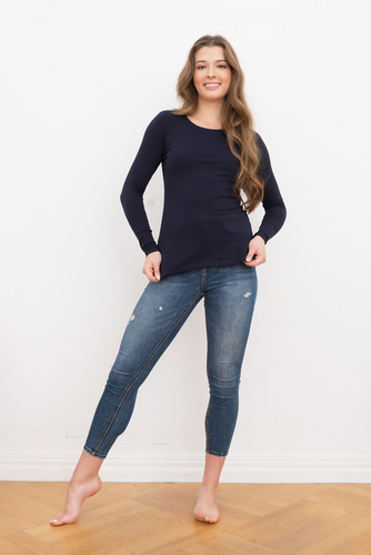 Ibiza blúz Női hosszú ujjú olasz divat - tengerészkék