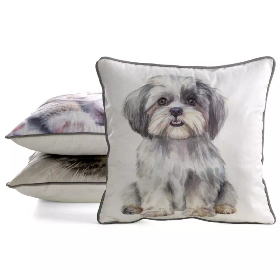 Animal 45x45 bársony párnahuzat Eurofirany cipzárral Shih Tzu