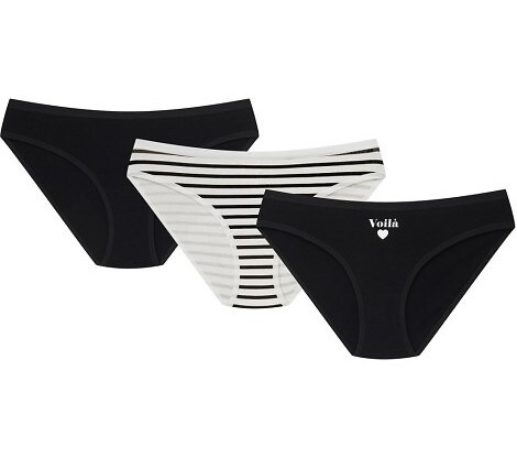 36508-K084 Henderson Női fekete pamut bikini alsó 3 darabos csomagban