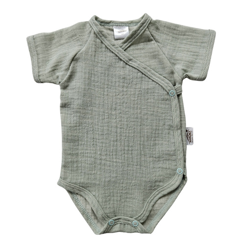 Muszlin bodysuit Just Muslin 03235KMI Makoma menta - rövid ujjú, borítékolható, 100% pamut