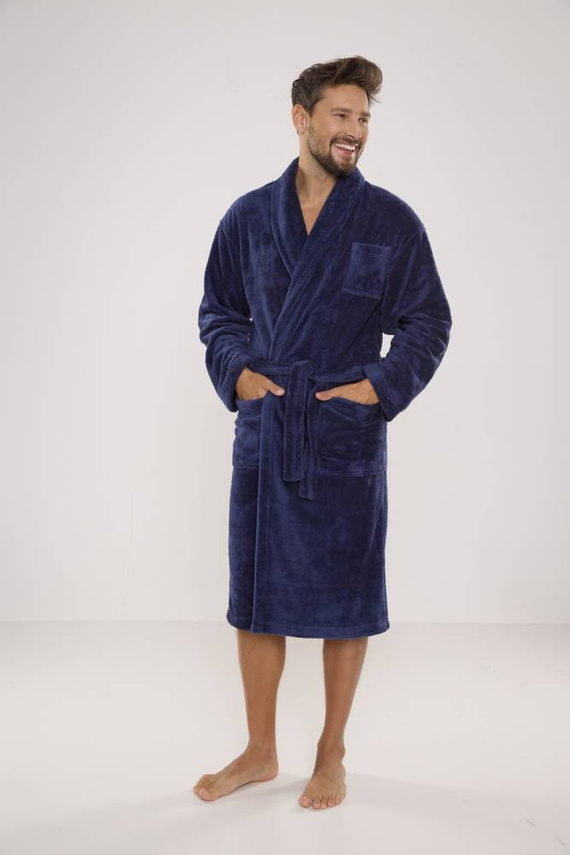 811 De Lafense férfi plüss fürdőköpeny - farmer