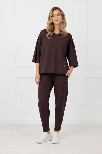 Bluza Kaori Italian Fashion 3/4 ujjú pamut elasztán - barna