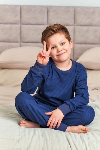 7351 Doctor Nap pamut gyermek pizsama - comfort classics - tengerészkék