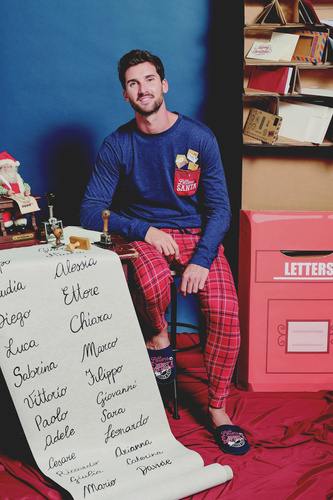 Gioew férfi pizsama Sorbetto kék - ünnepi, kockás, kényelmes és elegáns