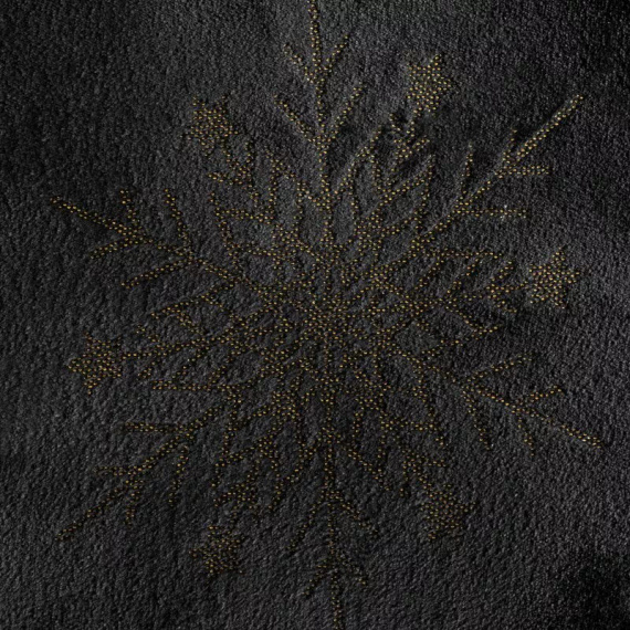 Eurofirany karácsonyi takaró fekete arany hópelyhek - puha mikroszálas ágytakaró, 240 g/m²