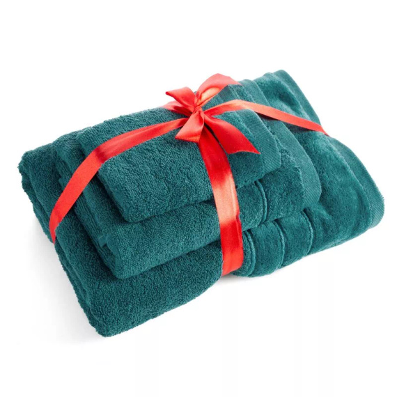 Eurofirany törölköző szett 3 részes puha nedvszívó prémium törölköző Sibel dark turquoise
