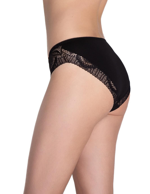 Lama L-1588 BI fekete/bézs pamut csipkés bikini alsó, 2 darabos kiszerelésben