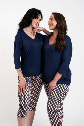 Milda Női pizsama 3/4 ujjú, 3/4 nadrág Olasz Divat