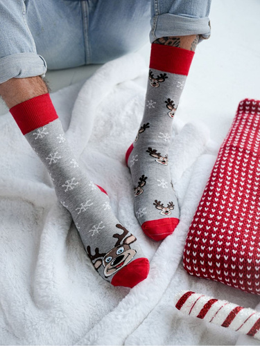 1290.039 Rénszarvas karácsonyi zokni Milena - Nem párosítható, Light Melange