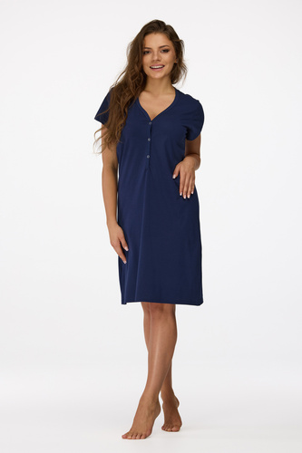 nincs. 16 Terhességi hálóing Senizo tengerészkék - 100% pamut, rövid ujjú, szoptatáshoz gombolható