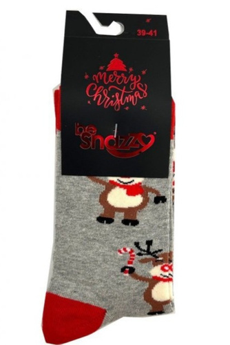 SKCH01 Be Snazzy karácsonyi zokni világos hamu 6 pamut, mintás, lapos varrású