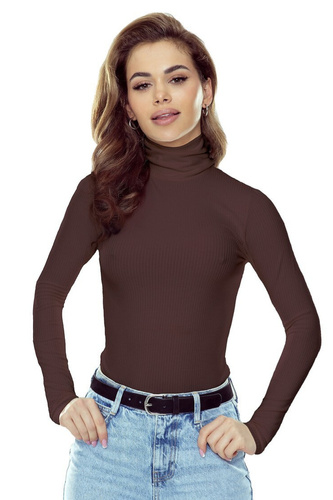 Matylda Női blúz Eldar csokoládé- bordázott viszkóz prémium | Golf | Hosszú ujjú | Ideális a mindennapi és elegáns stílushoz