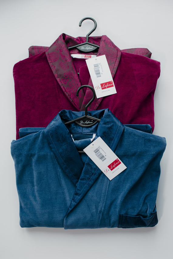 866 Noble Férfi De Lafense velúr fürdőköpeny - rövid, elegáns, pamut - denim