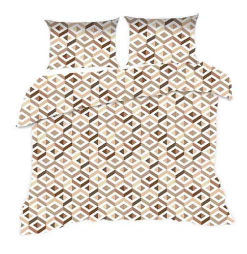 1760N Pamut ágynemű Classic E24 Karo geometria bézs - 100% pamut, tartós, színes, 2 darabos szett