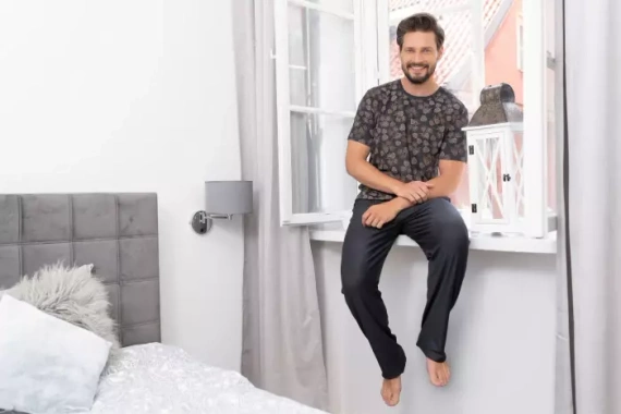 Pinus pizsama Férfi rövid ujjú, hosszú nadrág olasz divat - print/grafit