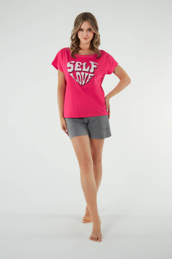 Selfie Női rövid ujjú pizsama, rövidnadrág Italian Fashion - amarant/melange