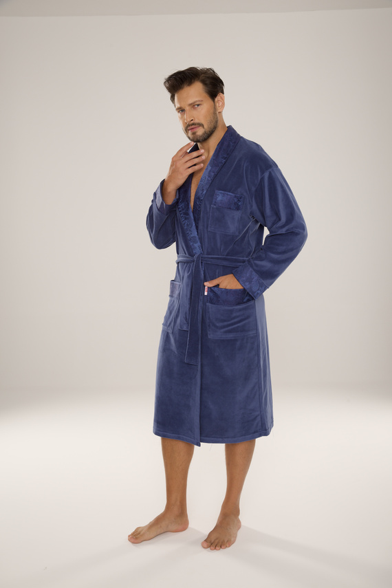 868 Noble férfi velúr fürdőköpeny De Lafense- elegáns, puha, prémium, prémium, farmernadrág