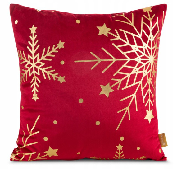 Chp 237 Karácsonyi velúr párnahuzat Eurofirany piros- puha, elegáns dekoráció