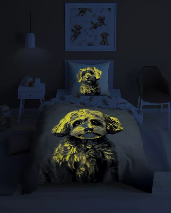 5421 A Rudy Piesek Pościel bawełniana świecąca w ciemności Detexpol