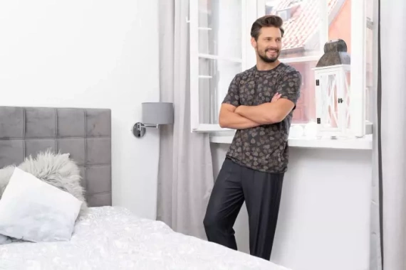 Pinus pizsama Férfi rövid ujjú, hosszú nadrág olasz divat - print/grafit