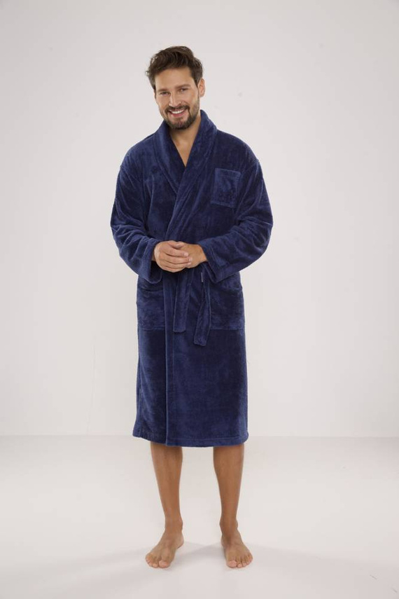 811 De Lafense férfi plüss fürdőköpeny - farmer