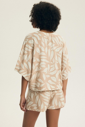 Henderson Dextra női pizsama 43688 barack-vizsó, zip-up, 3/4, virágmintás, 3/4-es, virágmintás