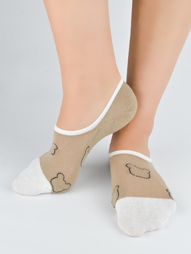 Noviti ST092 női balerina zokni – pamut stopli szilikonos sarokkal beige A