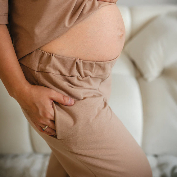 Eevi for Women Női melegítőnadrág bézs - Laza, pamut + modál, kényelmes