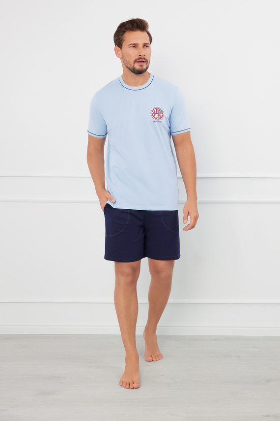 Greg Férfi rövid ujjú pizsama, rövidnadrág Olasz divat - kék/kék