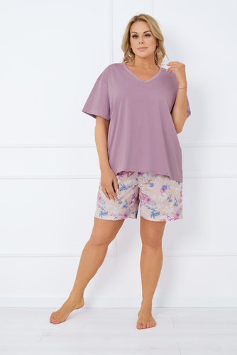 Genoa Női rövid ujjú pizsama, rövidnadrág Italian Fashion - heather/print