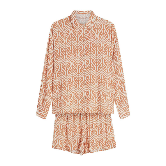 Henderson női pizsama 43664 Denise barack- Viszkóz, hosszú ujjú, galléros, rövidnadrágos, hosszú ujjú, galléros, rövidnadrágos