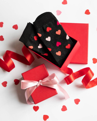 M30D Serce Férfi hosszú zokni olasz divat - fekete