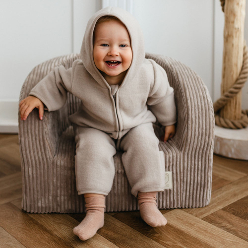 Eevi merinó gyapjú bébi overall - bézs, puha és lélegző