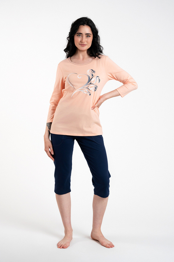 Arietta női pizsama 3/4 ujjú és 3/4 nadrág olasz divat - lazac